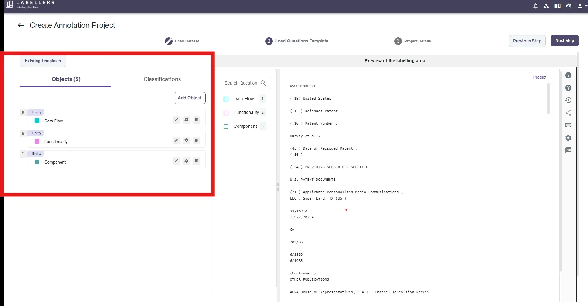 Text label configuration