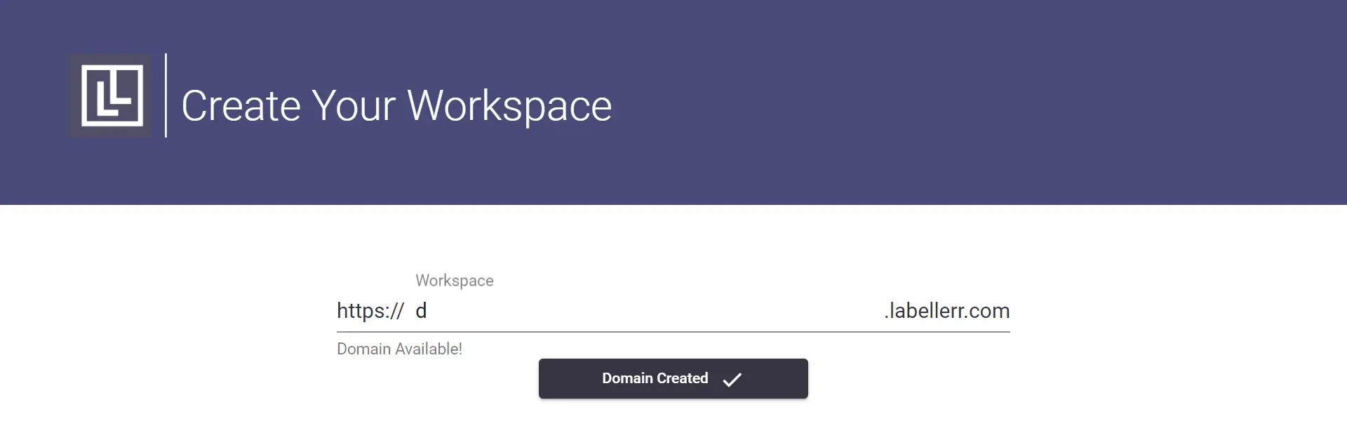 Domain creation screen