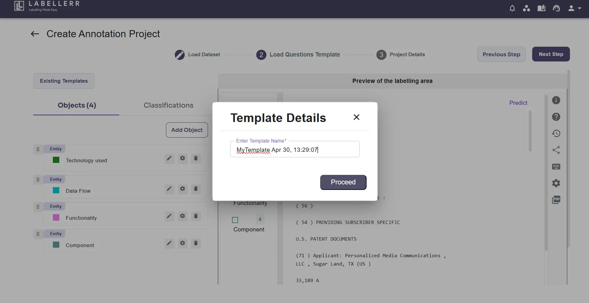 Text template details