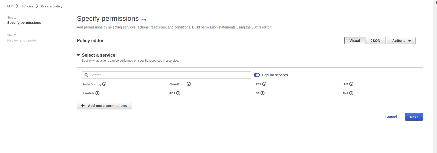 Create policy page