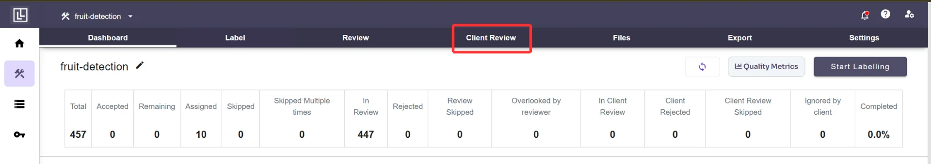 Client Review Dashboard