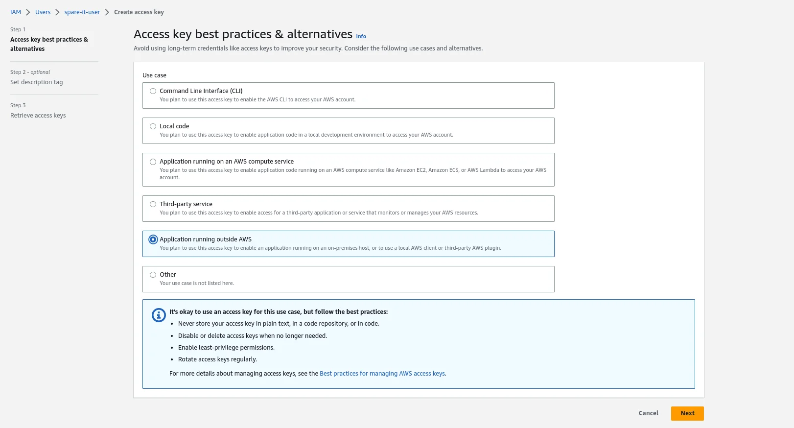 Access key use case