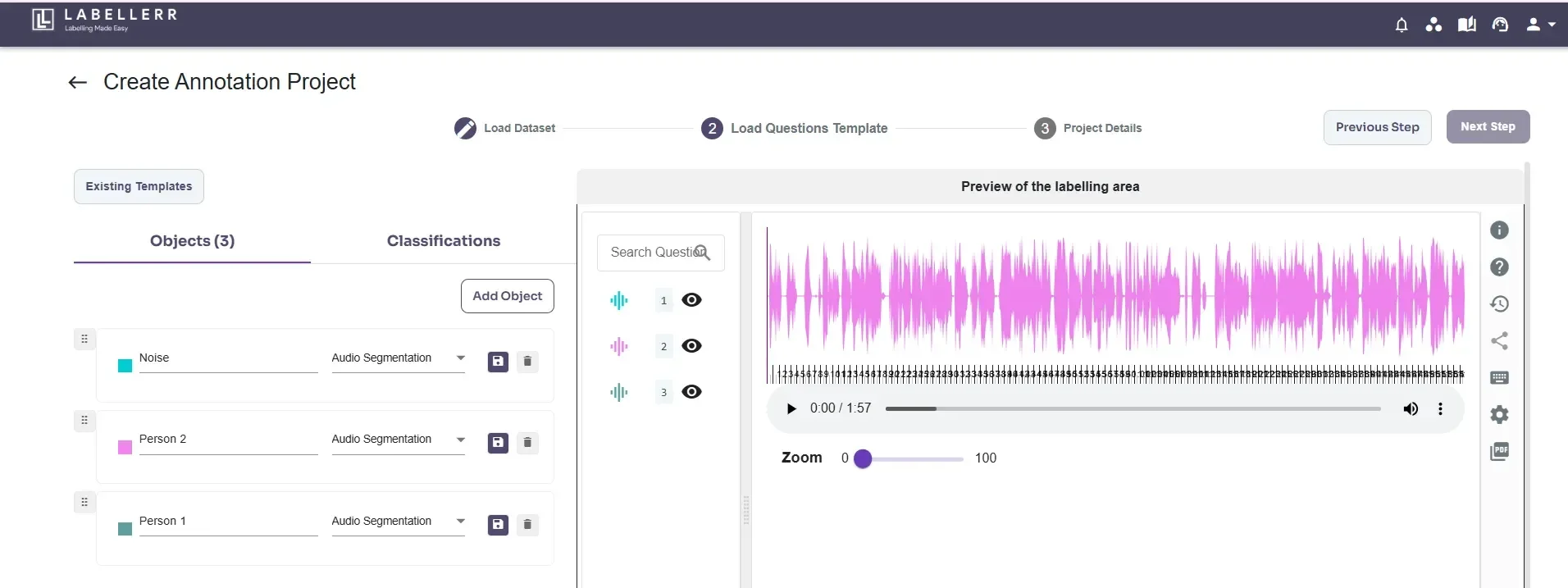 Audio label configuration