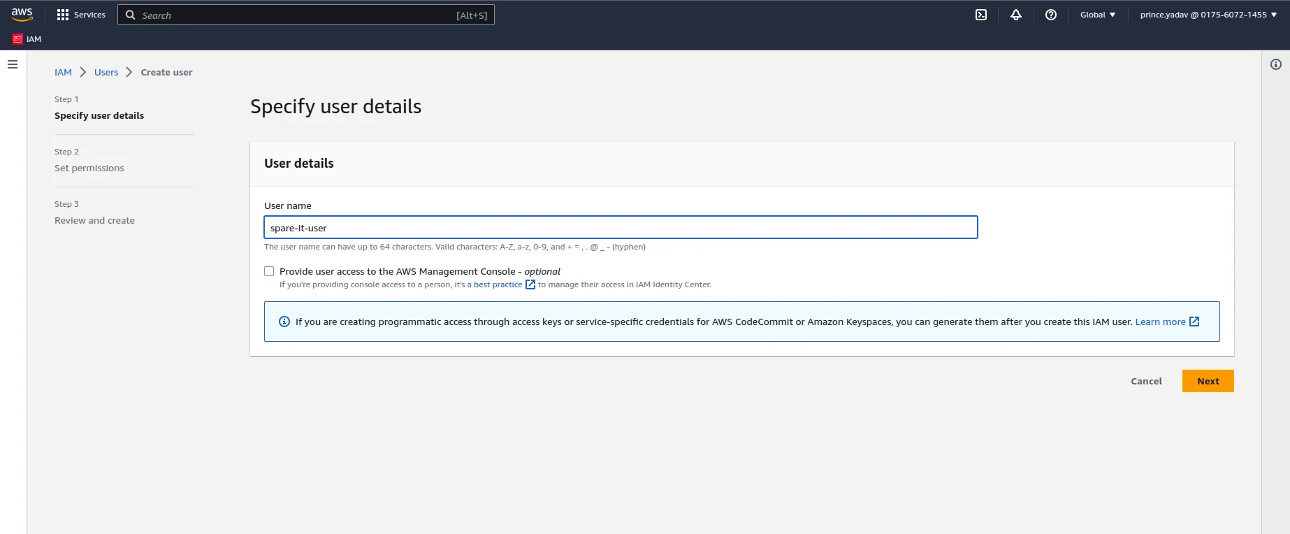 Create user form