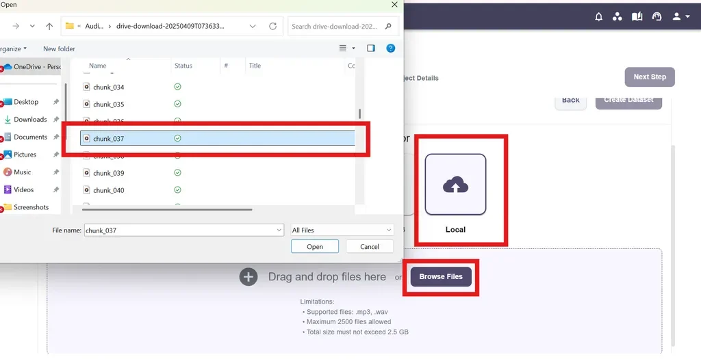 Audio upload option 2