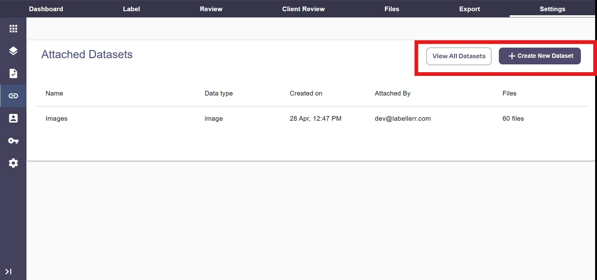 Dataset management options