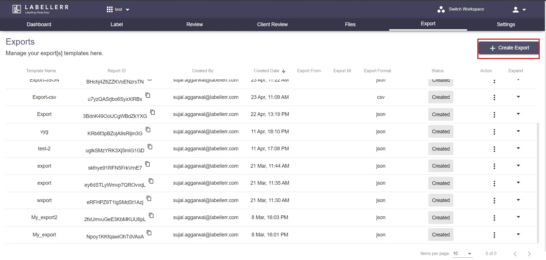Create Export