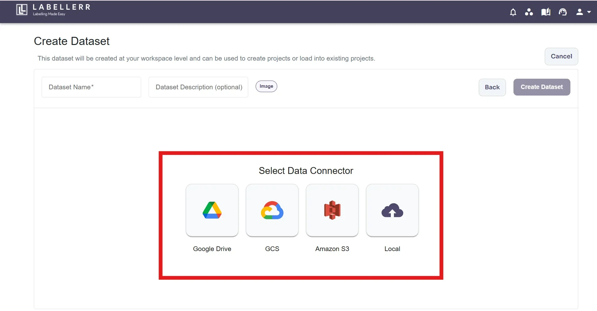 Upload sources selection