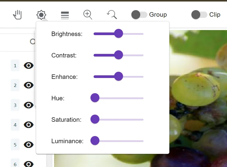 Display settings panel