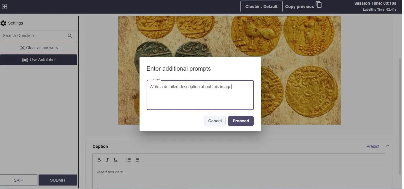 Predict Button and Prompt Box