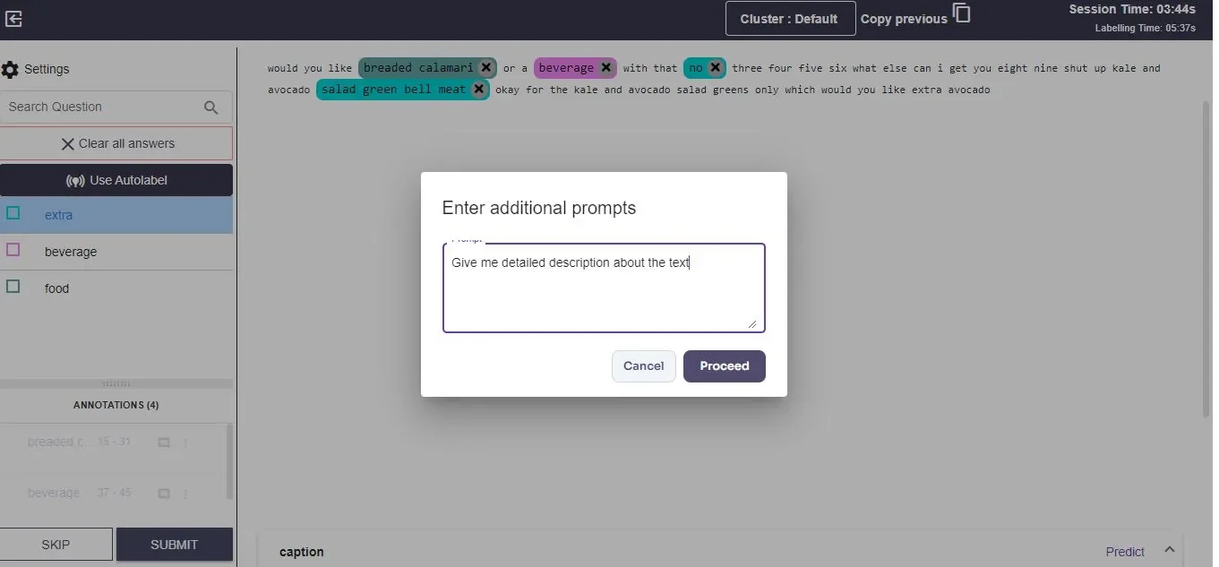 Predict Button and Prompt Box
