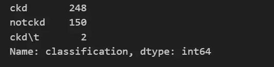 Classification column in dataset 