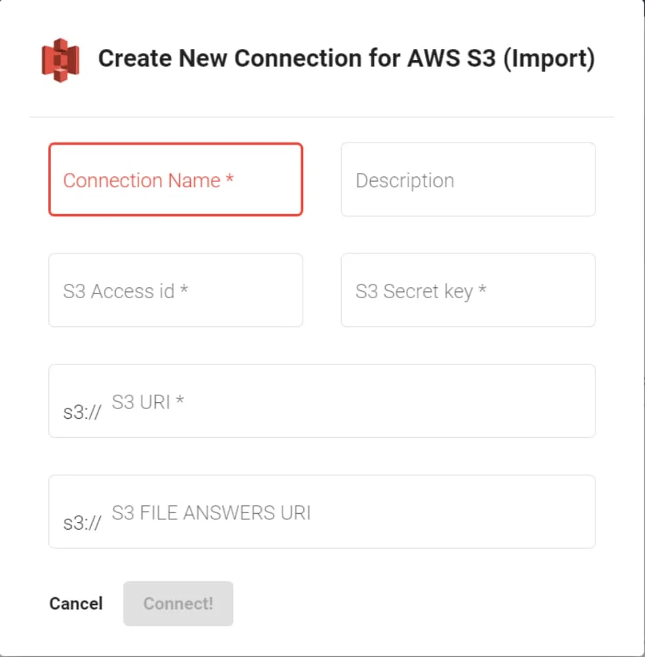 AWS S3 connection details for uploading previous annotations