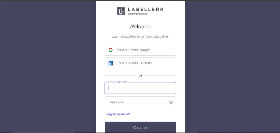 Labellerr Login Page