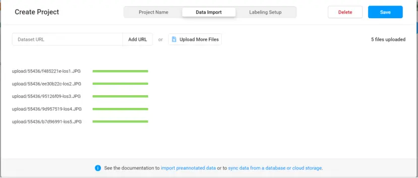 Uploading data in label studio