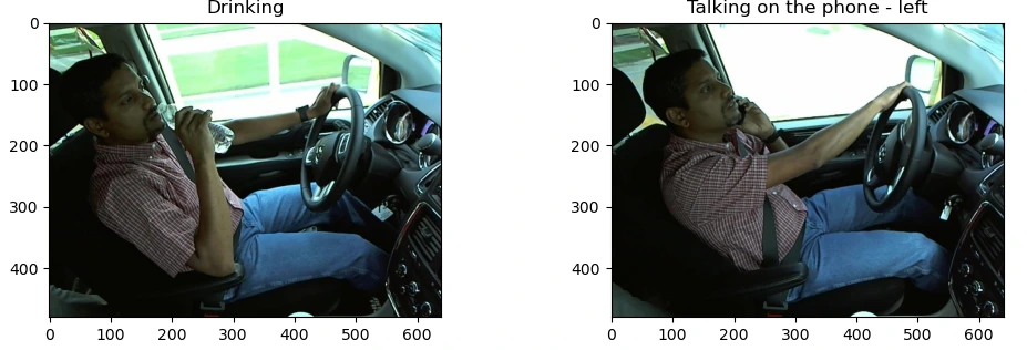 sample image corresponding to each activity class of the driver.